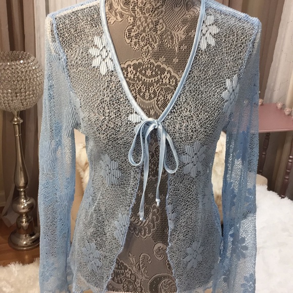 Tops - Light-Blue fishnet top